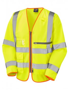 Leo Heddon superior sleeved waistcoat with tablet pocket yellow High Visibility